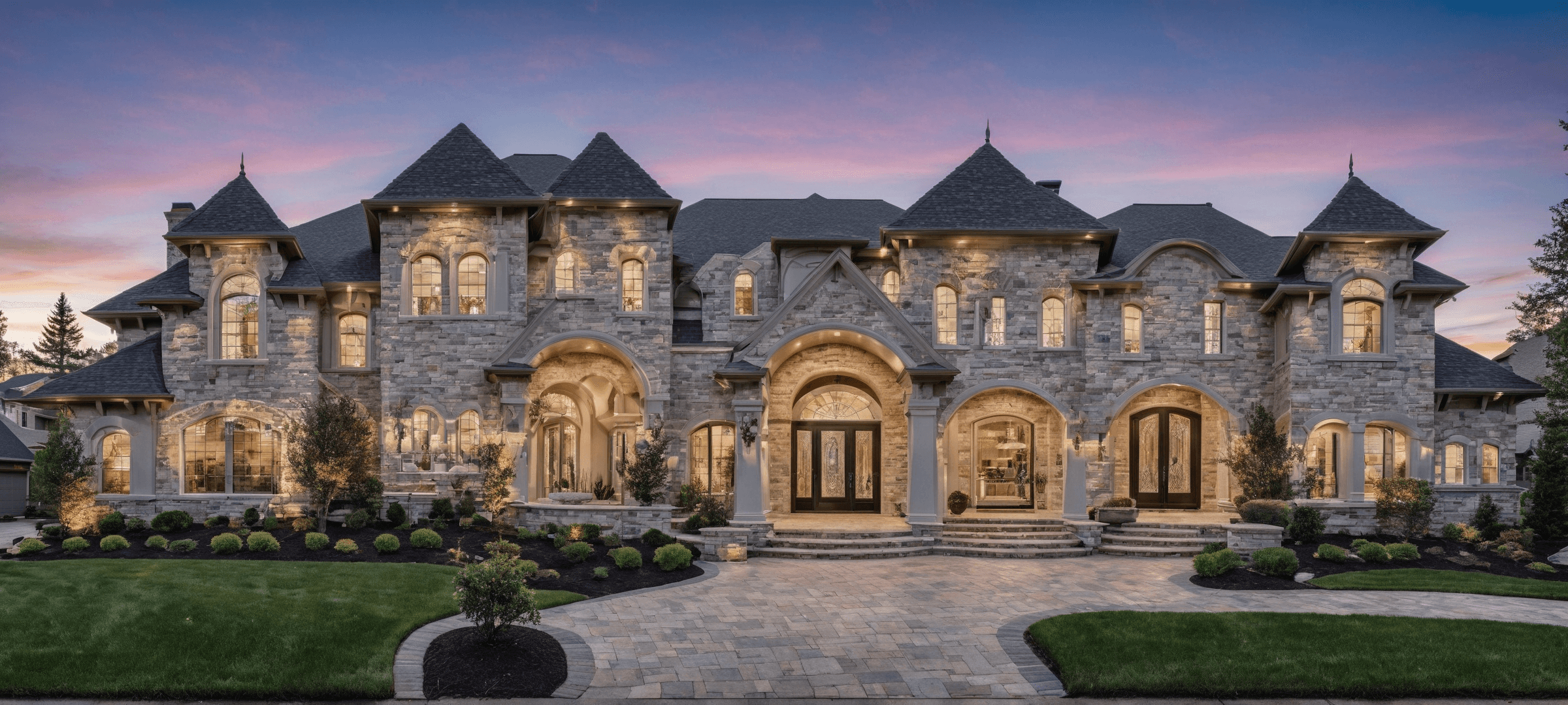 Luxury home at dusk